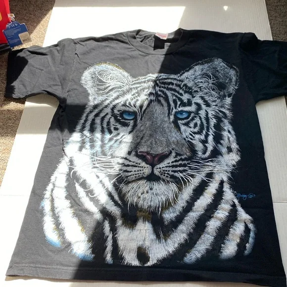 Vintage AAA Bobby G White Tiger T Shirt Men Size Large - Picture 1 of 5